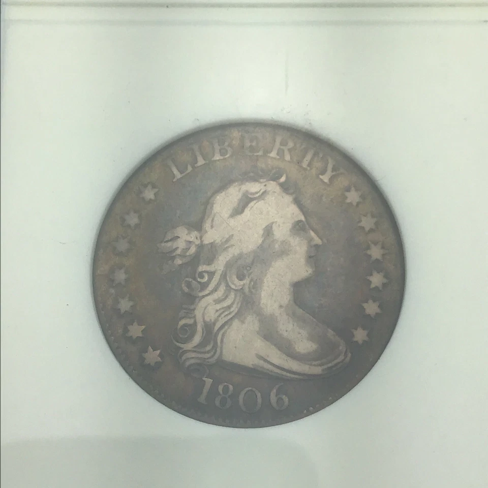 1806 25c Draped Bust Quarter~RARE! ANACS F 15~ Heraldic Eagle Reverse! B-9-GEM! - Image 4 of 4