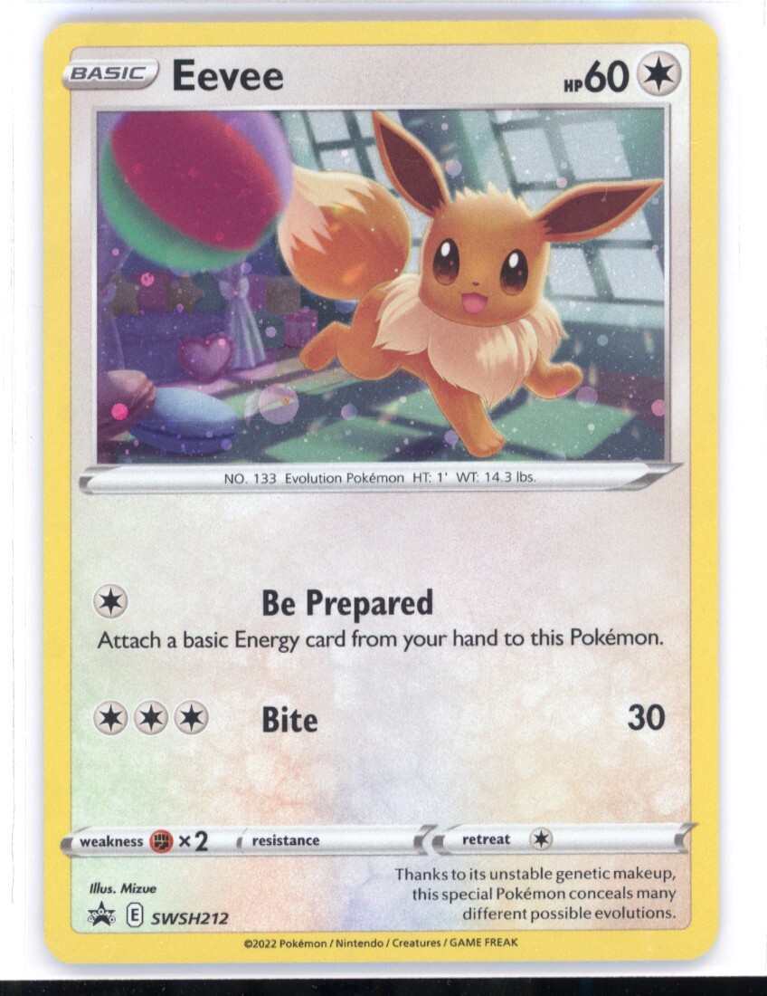 Eevee SWSH212 HOLO SWIRL Black Star Promo Pokemon Card NM 0321#279