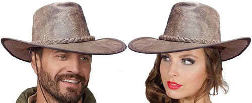 Crushable Echtleder Outback australischer Stil Buschmütze Kinnriemen Cowboy Cowgirl - Bild 7 von 7