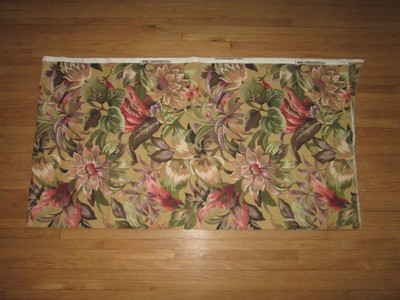 Mill Creek Screen Print Upholstery Fabric Maize Green Mauve Floral 104'' x 56''