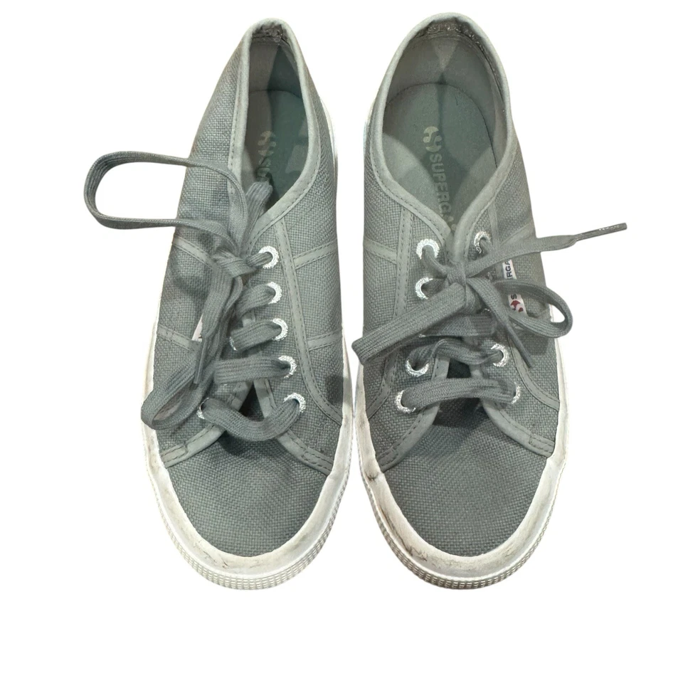 SUPERGA Mujer Talla 6 Gris Lona Algodón Zapatillas Confort Foto 3 de 4