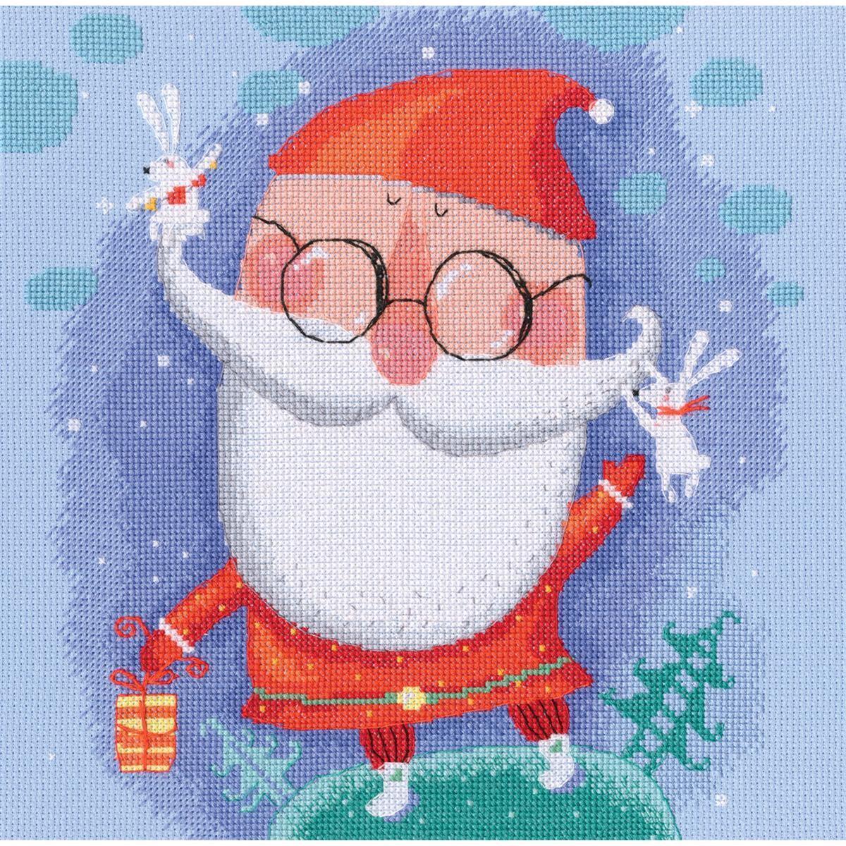 RTO counted Cross Stitch Kit ""Cheerful Santa"" M647, 24,5x25,5 cm, DIY