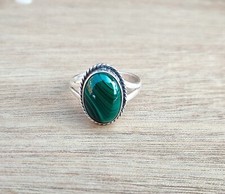 Natural Malachite Gemstone 925 Sterling Silver Beautiful Ring All Size SR1091