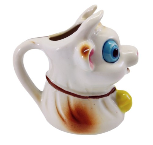 Vintage Ceramic Kitschy Cow Creamer Hand Painted Blue Eyes - Picture 7 of 12
