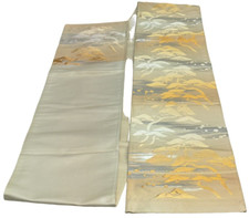 Japanese Vintage Kimono Fukuro Obi silk gold expensive embroidery 162.9x12.2in