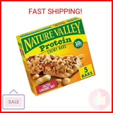 Nature Valley Chewy Protein Granola Bars, Salted Caramel Nut, 5 Bars, 7.1 OZ