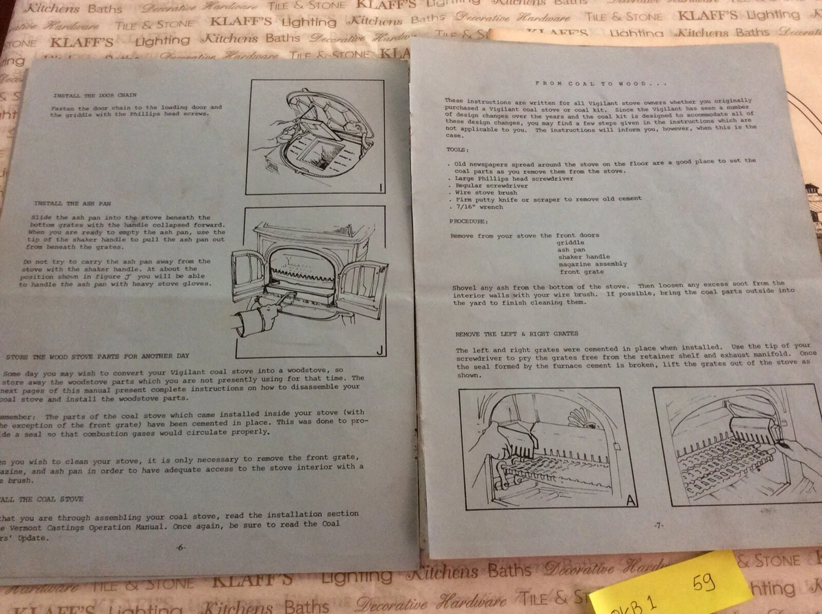 Vermont Castings Vigilant Coal stove manual 0057 hopper installing  maintenance | eBay