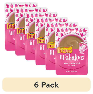 #ad 6 pack Lil’ Shakes Salmon Puree Wet Cat Food Topper 1.55 oz Pouch $15.05