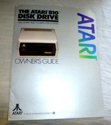 VINTAGE PUBLICATION ATARI 810 DISK DRIVE COMPUTER SYSTEM OWNERS GUIDE 1981