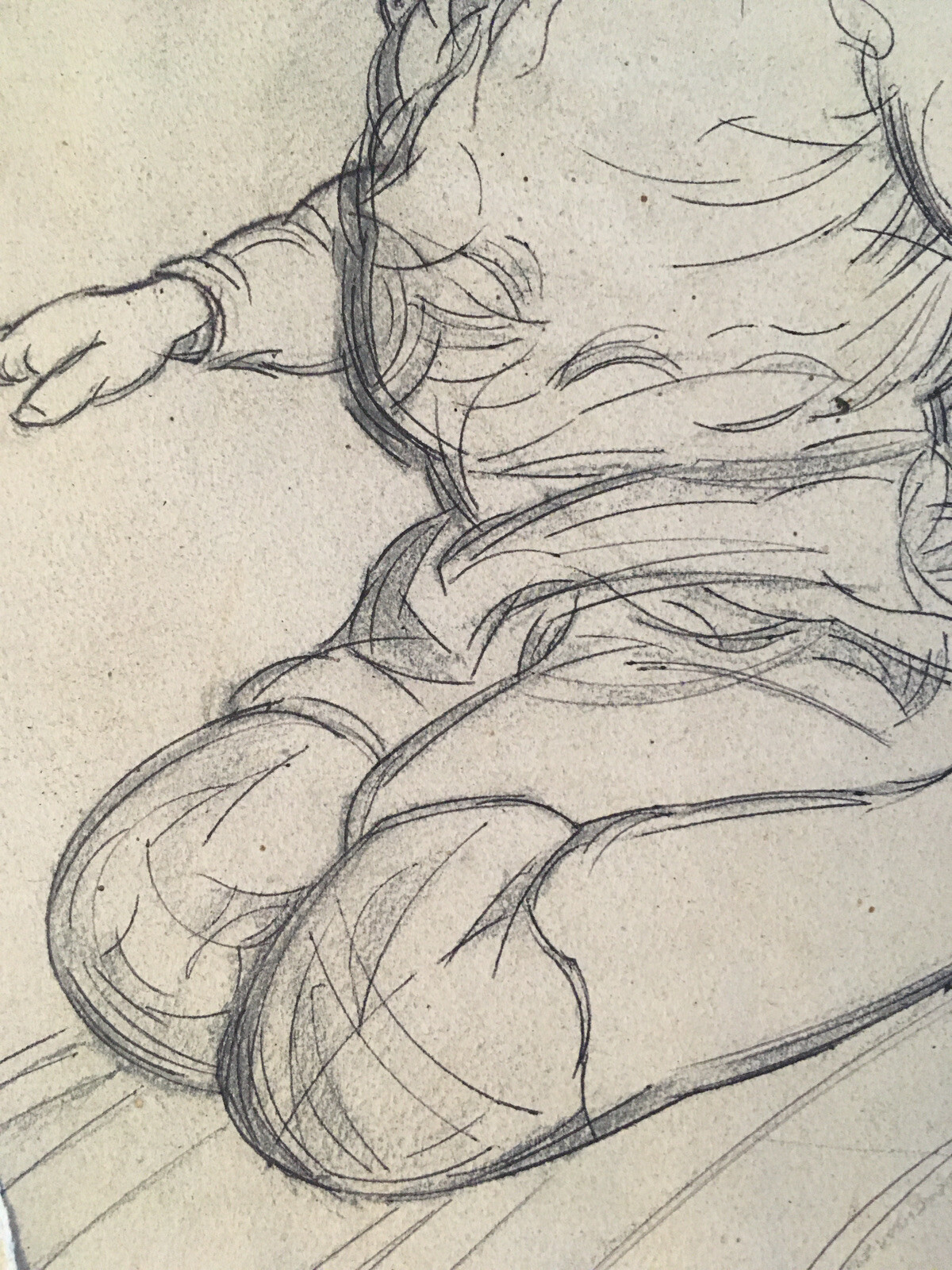 Beautiful drawing portrait child boy armchair on pencil paper Michel Rauly