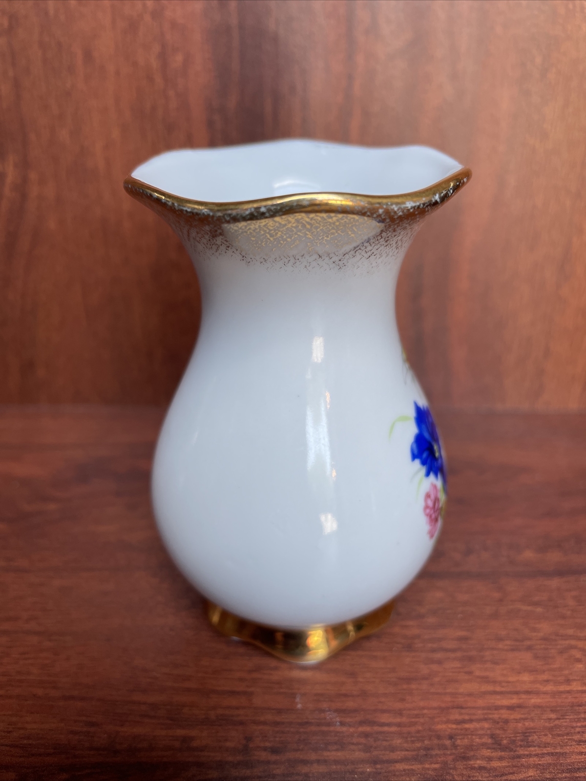 Cottier Freres Switzerland Hand Painted Gold Trim, Number 214 Flowered Bud Vase