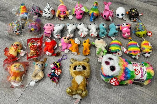 Lot Of 35 2014 2015 2017 2019 McDonalds Ty Teenie Beanie Boos 3" Plush + Extras - 第 2/5 張圖片