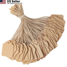 Cuttte 500PCS Paper Price Tags with String Attached 1.4 x 1.8 inch, Brown