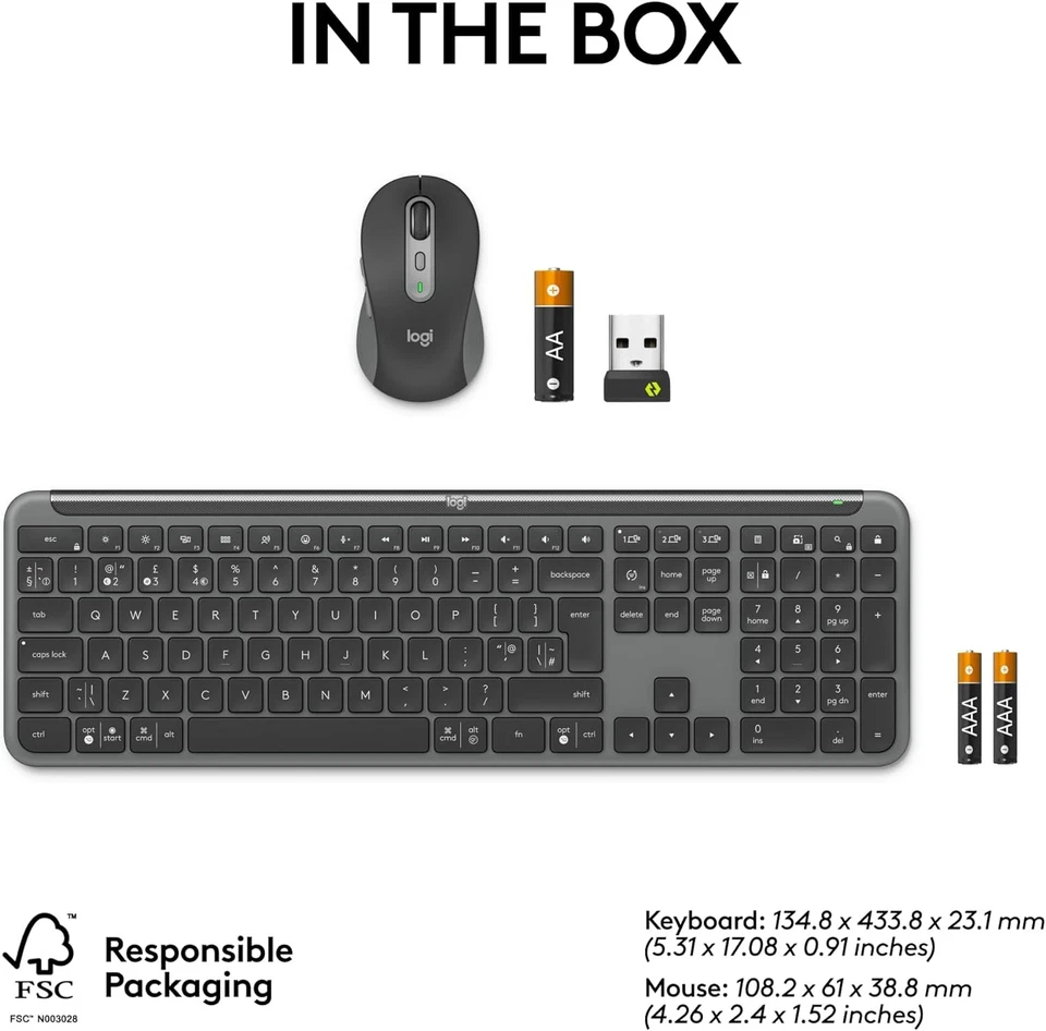 Logitech Signature Slim MK950 for Business Wireless Keyboard and Mouse Combo, Qu - Image 2 of 4