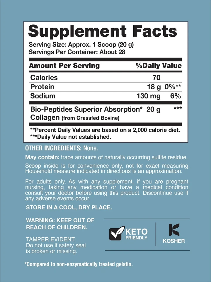 NeoCell Collagen Bio-Peptides Protein Supplement Grass Fed, 20 oz - Image 2 of 4