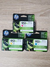 Sealed HP 951XL Yellow, Cyon & Magenta Original Ink Cartridges EXPIRED LOT