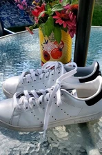 Adidas Originals Stan Smith Men's LEATHER Shoe White black Free Ship M7.5 W9