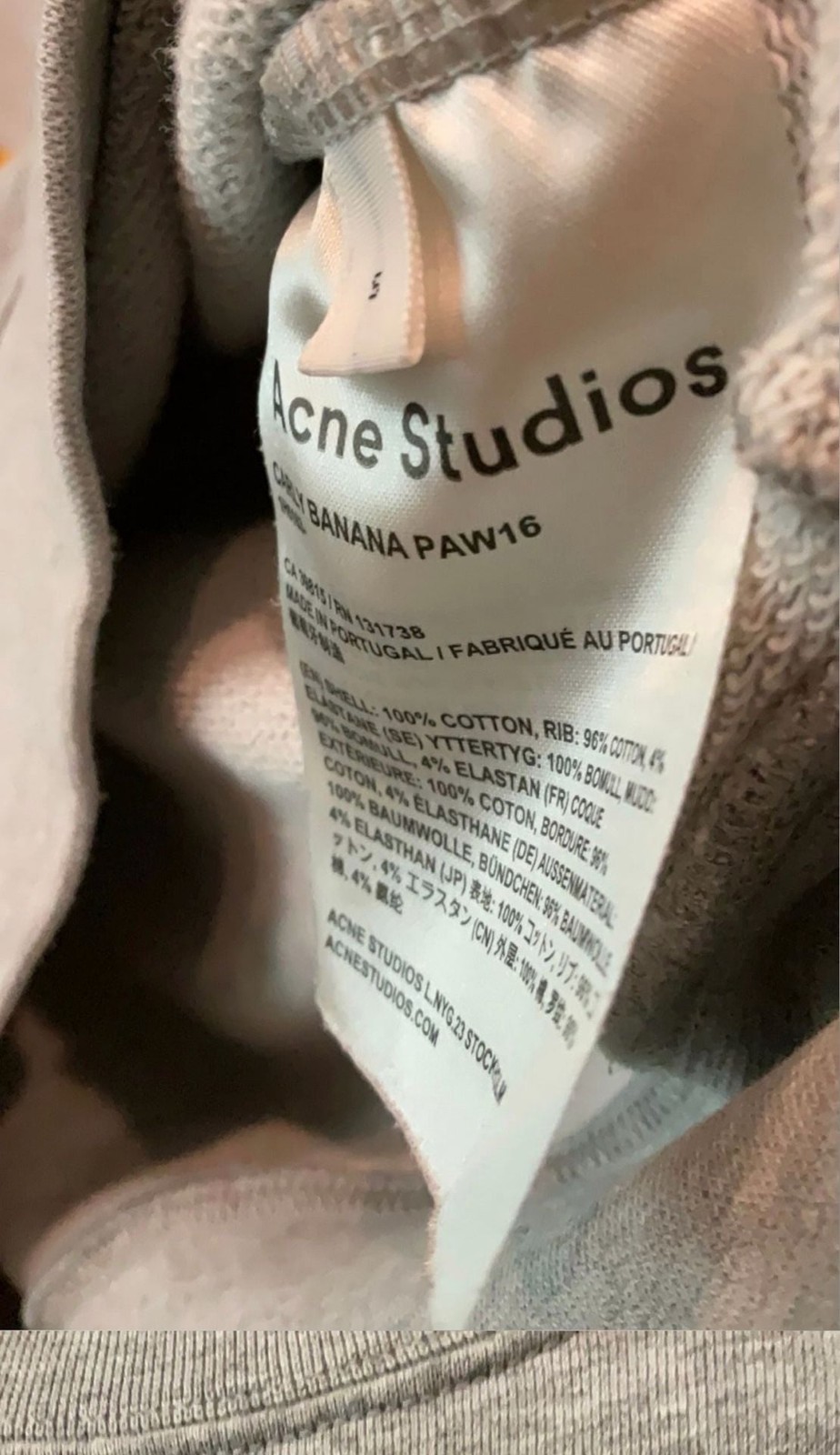 Acne Studios Carly Banana Sweatshirt Size S Gray small spot refer to photos, photo 2