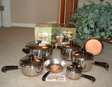 Vintage NOS USA Revere Ware Copper Clad Huge 13 Piece Set  No. 3857 *NEW*