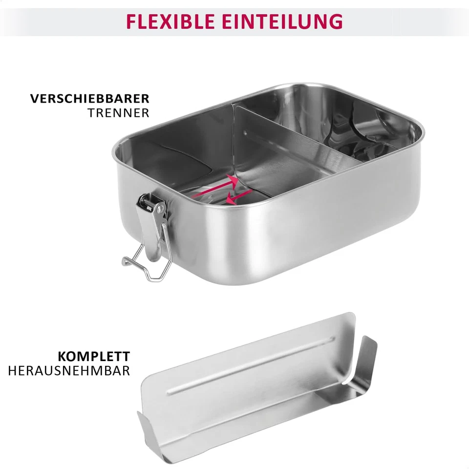® Portapranzo in Acciaio Inossidabile - Contenitore per Alimenti Con Divisorio R - Immagine 4 di 4