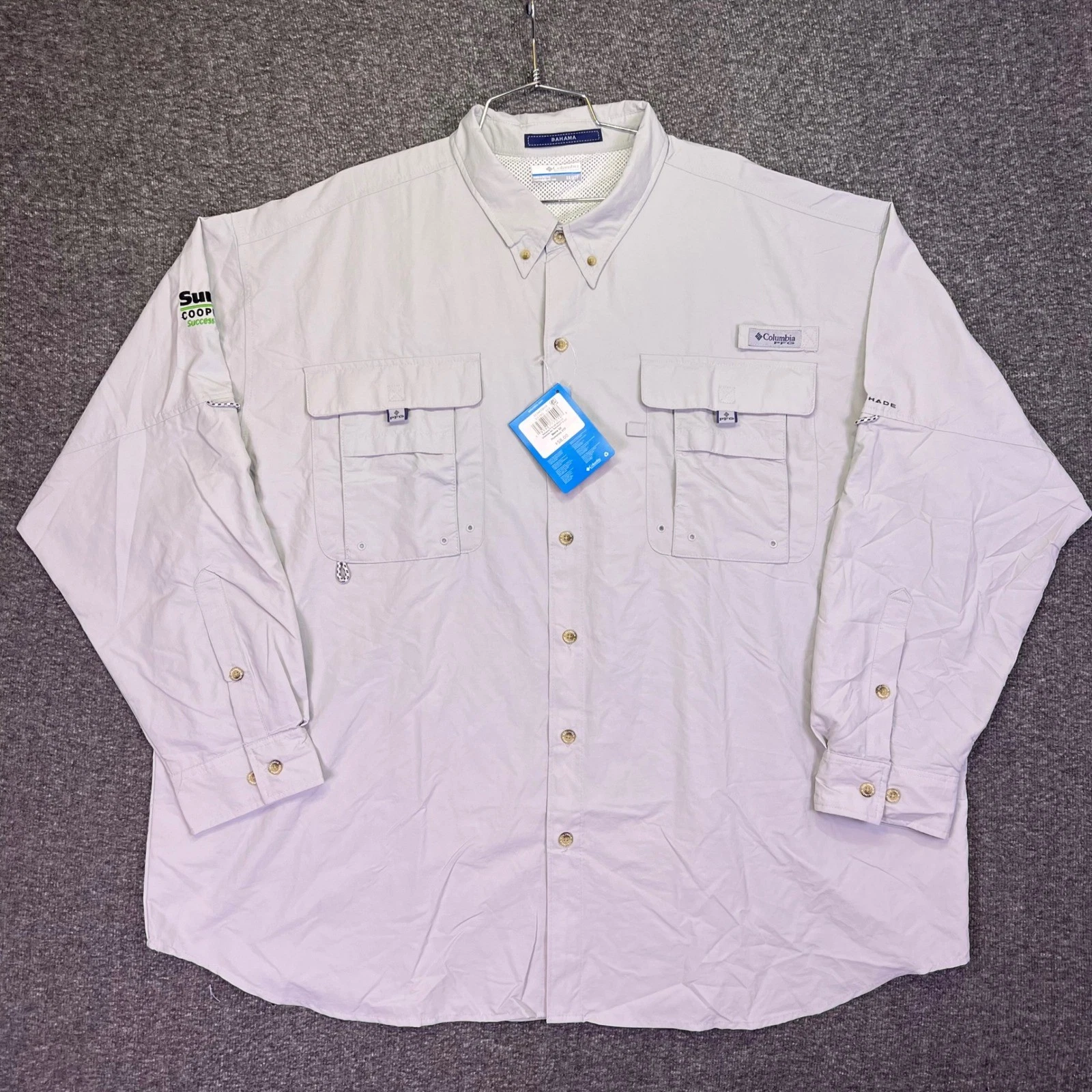 Columbia PFG Fishing Shirt Mens 3XL Grey Bahama II Casual UPF 50 Long Sleeve