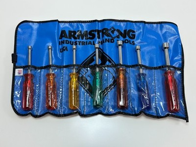 NOS Armstrong USA 7pc SAE 1/4'' - 1/2'' Hard Handle Hollow Shaft Nut Driver Set