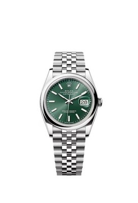 Rolex Datejust 36 Mint Green Index Dial Stainless Steel Smooth Bezel Jubilee