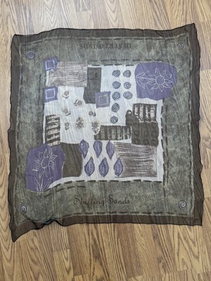 NEW Square Silk Scarf Super Light Thin Espirit 31 inches Blue Green