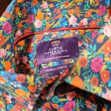 Men's Sz M Hawes & Curtis London Shirt Picadilly Stretch Floral Cotton Mix VGC