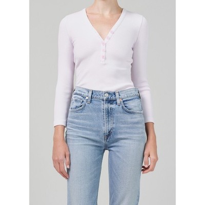 Citizens of Humanity Aideen Rib Henley in Lilac Size Large Casual Essential