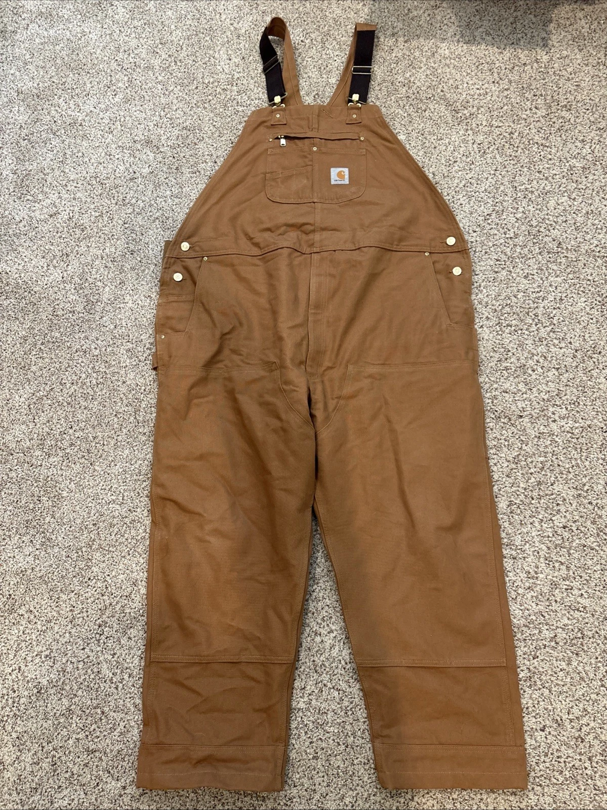Carhartt Bibs Overalls Mens 50x30 Brown Double Knee Carpenter Duck Canvas New