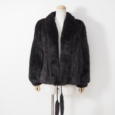 SAGA VISONE vero visone scuro pelliccia cappotto giacca donna vintage...