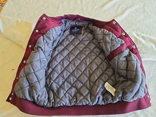 U.S. Polo Assn Kids Baseball Jacket Maroon/cream Size M(8) Embroidered Patches - Picture 12 of 24