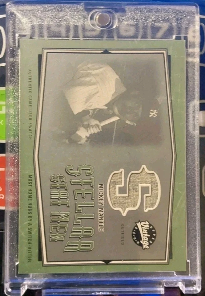 2004 Upper Deck Vintage Stellar Stat Masculino Mickey Mantle Jogo Usado Patch com Estojo  - Imagem 2 de 4