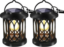 Solar Lanterns Outdoor Waterproof, Upgraded Bright LED Lanterns, 2 Pack, Black,