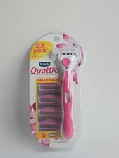 Ergonomic Schick Quattro Razor for Women: 5 Blades & Hydrating Refills Included