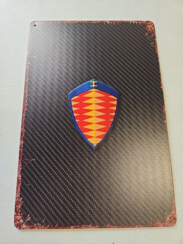 Insegna in metallo Koenigsegg svedese auto aspetto rustico 8x12 supercar - Foto 1 di 7