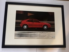 Original Framed Vintage 1980’s VW Corrado Red A2 Size Advert Poster Garage Retro