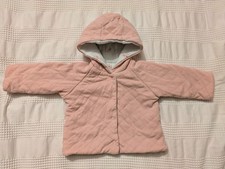 M&S Baby Girl Reversible Hooded Jacket Floral Pink Quilted 0-3 Months