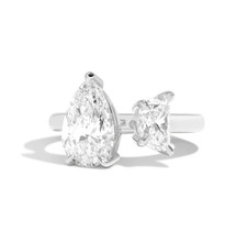 Diamond Engagement Ring GLI IGI Lab Created Pear Cut 2.10 Ct 14K White Gold Band