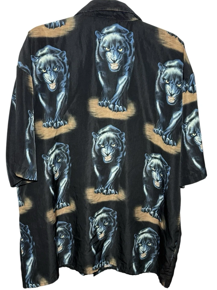 Camisa 212 NYC Estampado PANTERA Para Hombres Talla XL Botón De Colección Y2K Años 90 Hawaiano Big Cat Foto 2 de 4