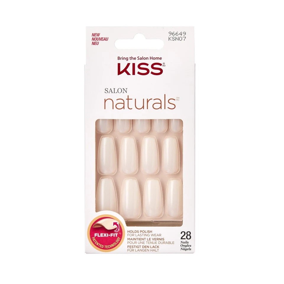 Künstliche Fingernägel KISS Naturals KSN07, 28 Stück Set für professionelle Mani