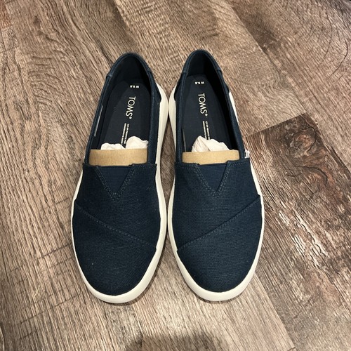 NEW Women's Toms Alpargata Mallow Slip On Navy Blue Canvas Shoes Size 5.5 Casual - Picture 5 of 10