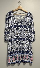 Lilly Pulitzer Ocean Ridge Dress Ikat Elephant Print 3/4 Sleeve Cotton XS