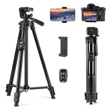 Tripod, 51'' Lightweight Portable Travel Tripods for and with 3-Way Head Remo...