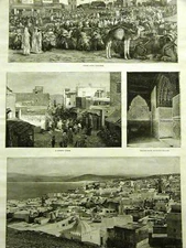 UPPER SOKO TANGIERS MOROCCO HESBA 1889 Art Print Matted