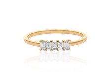 14K Gold 0.20 Ct Natural Five Baguette Diamond Stacking Ring-Jewelzofny