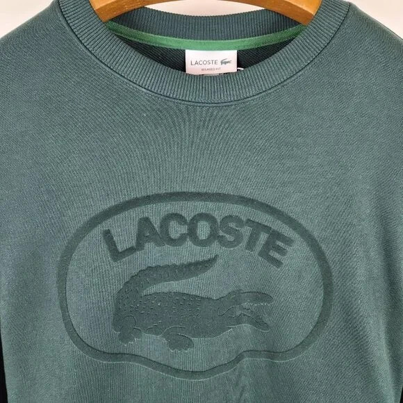 Lacoste 3D Logo Organic Cotton Fleece Sweatshirt in Green