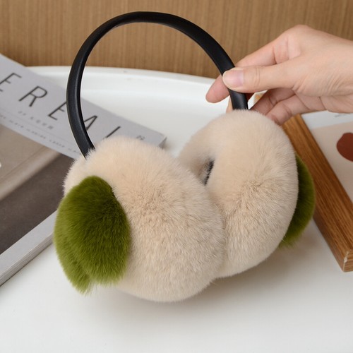 Unisex Echt Kaninchenfell Ohrenschützer Groß Persimmon Winter Warm Ohrenschützer Ohrenklappe - Bild 14 von 22