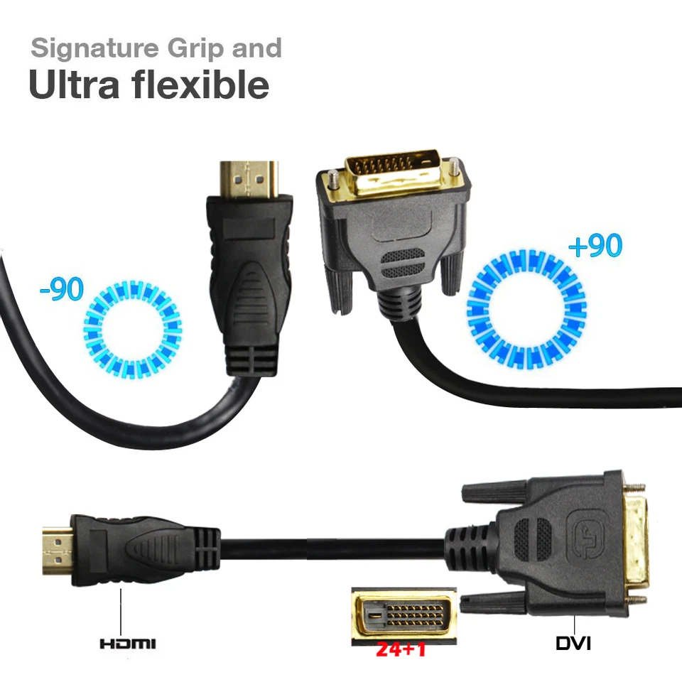 6Ft 10Ft Ultra Speed HDMI Male to DVI Male Cable Connector HDTV LED LCD Cord - Image 4 of 4